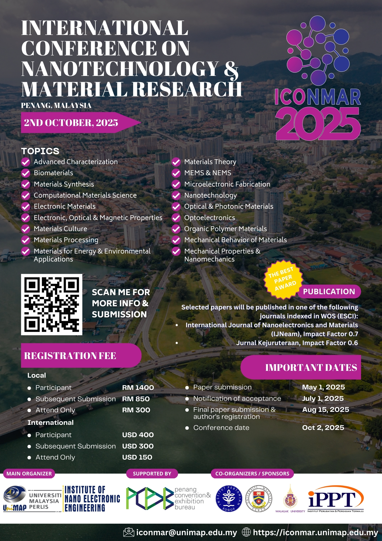 2nd International Conference on Nanotechnology & Materials Research (ICONMAR 2025)